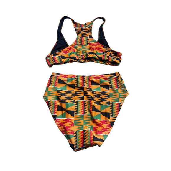 Regalia Swim African Kente Print High-Waisted Medium Bikini - Picture 3 of 5